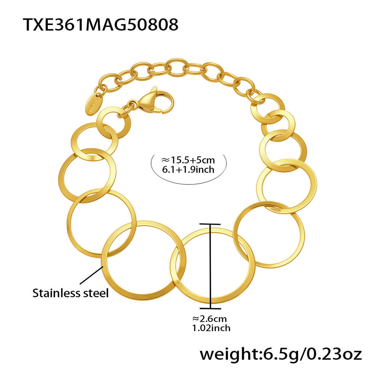 D관 - 스테인리스 스틸 원형 18K 도금 귀걸이 팔찌 목걸이 [TXP361-TXE361-TXF361] 25.08-3