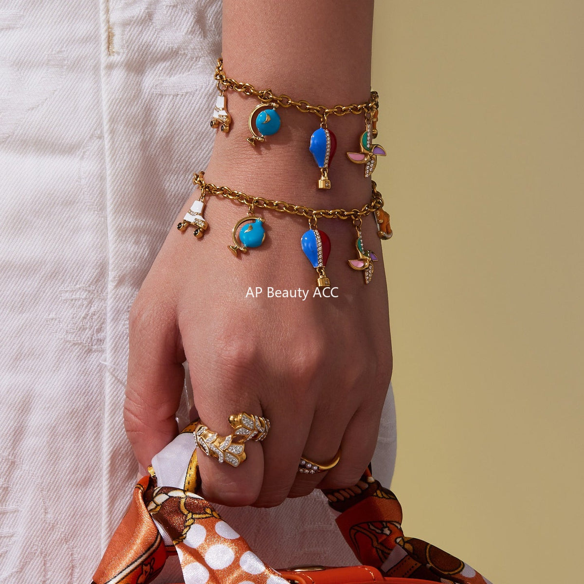 D관 - 스테인리스 스틸 큐빅 열기구 지구본 펜던트 목걸이 팔찌 [TXP415] 25.10-1