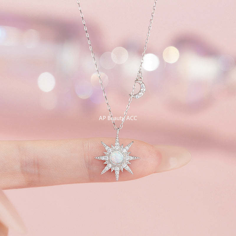 B관 - 925 실버 별 달 모양 큐빅 펜던트 목걸이 [YC1445N_1] 25.10-5