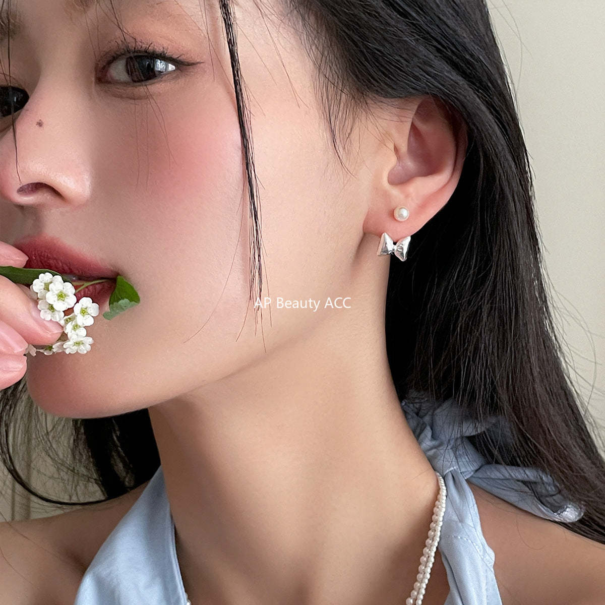 A관 - 925 은침 리본 진주 귀걸이 [EH-3003] 24.07-4