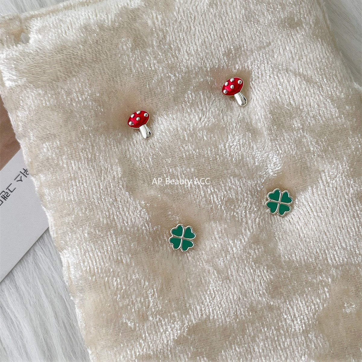 A관 - 925 은침 클로버 버섯 디자인 귀걸이 [EH-4232] 25.10-3