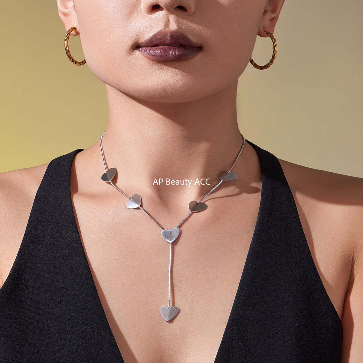 D관 - 스테인리스 스틸 Y자형 하트 펜던트 목걸이 [P1305] 25.10-4