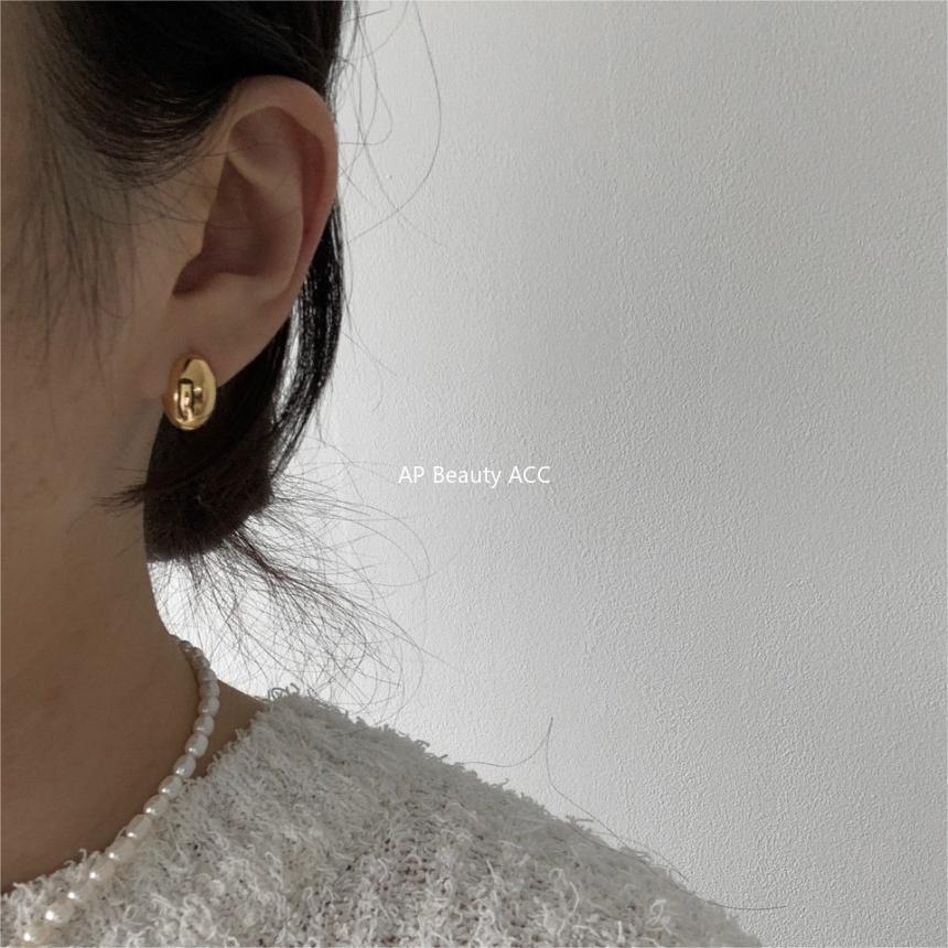 F관 - 925 실버 타원형 디자인 귀걸이 [C1220] 25.10-1