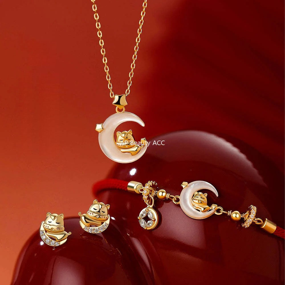 B관 - 925 실버 달 말 디자인 목걸이 팔찌 귀걸이 [YC3353N_1 YC7046E_1 YC4915SL_1] 25.12-1