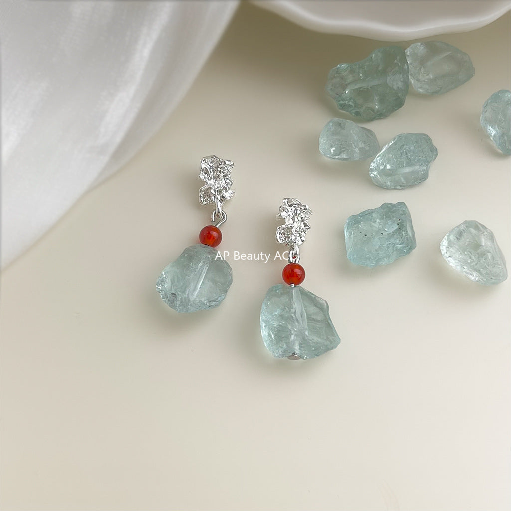 C관 - 핸드메이드 천연 크리스탈 925 은침 귀걸이 [6921] 25.10-3