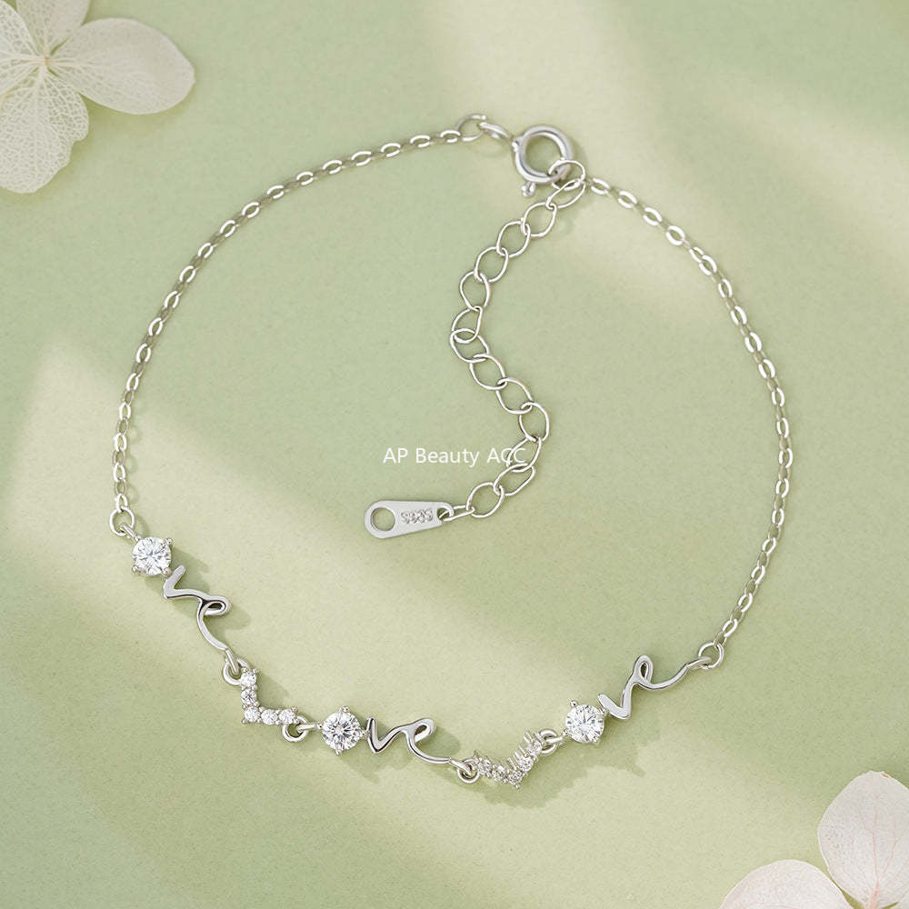 B관 - 925 실버 LOVE 이니셜 큐빅 목걸이 [YC4137SL_1] 25.12-3