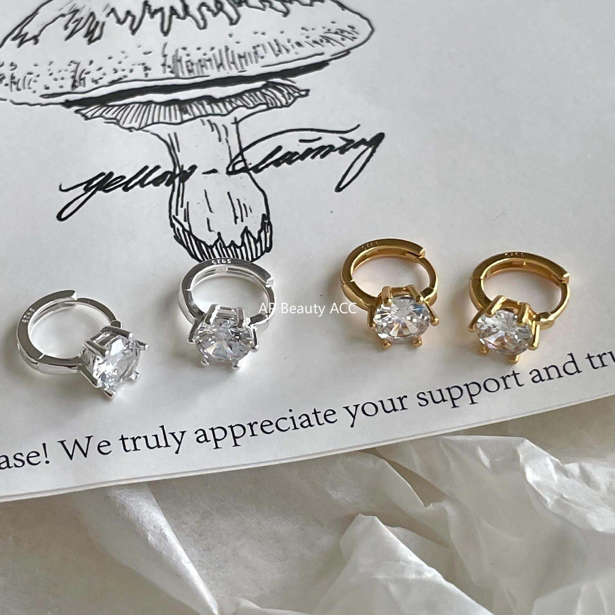 F관 - 925 실버 큐빅 후프 링 귀걸이 [C1414] 25.11-3