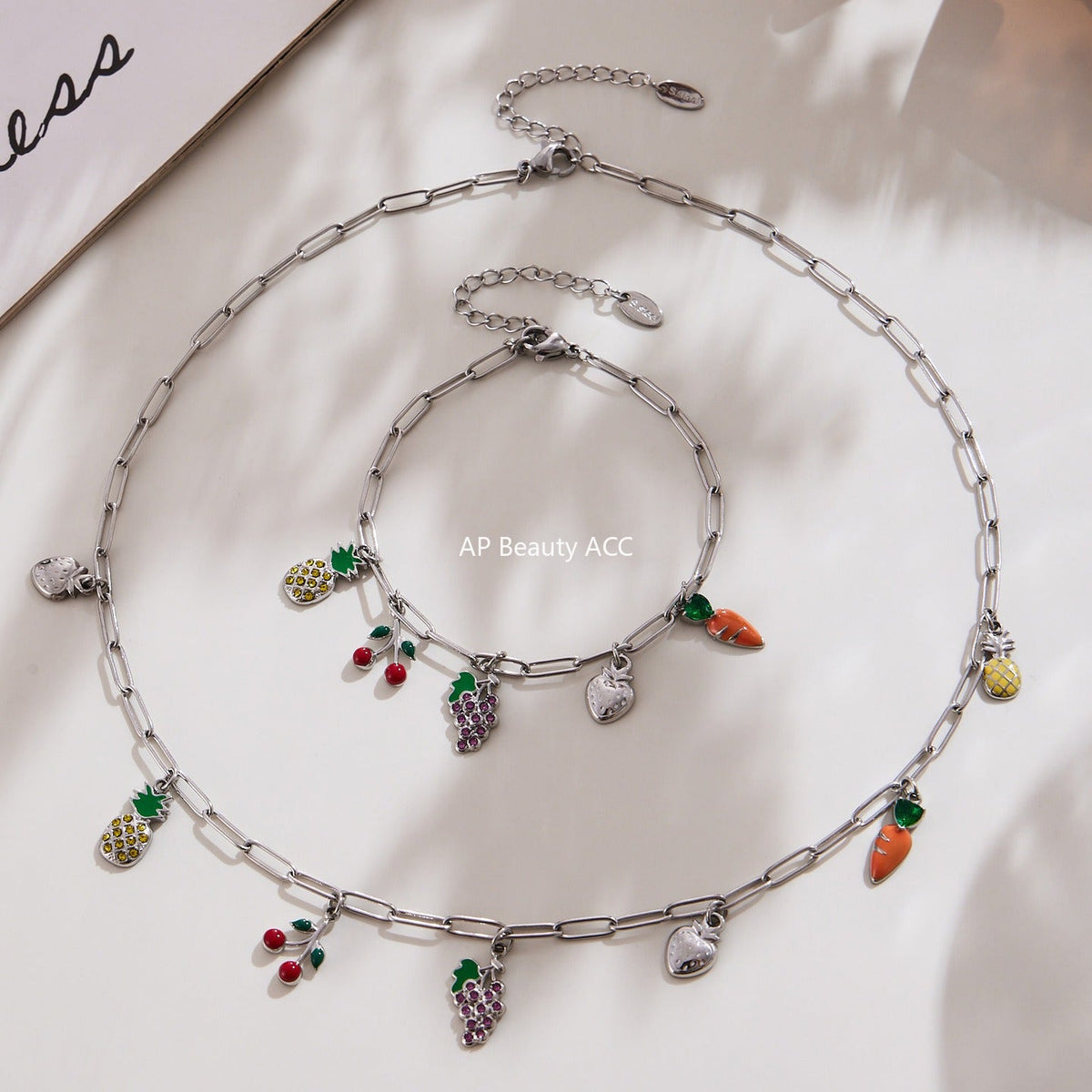 D관 - 스테인리스 스틸 과일 큐빅 펜던트 목걸이 팔찌 발찌 [TXP414] 25.10-1