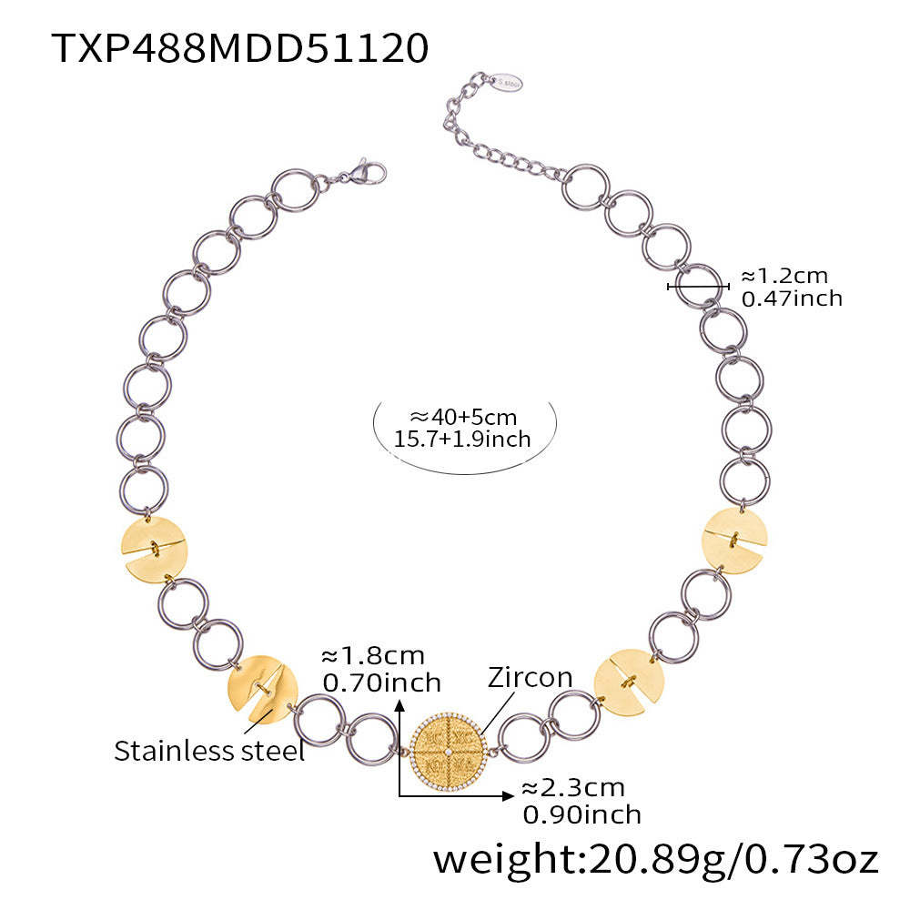 D관 - 스테인리스 스틸 이니셜 원형 펜던트 18K 도금 목걸이 팔찌 [TXP488] 25.11-4
