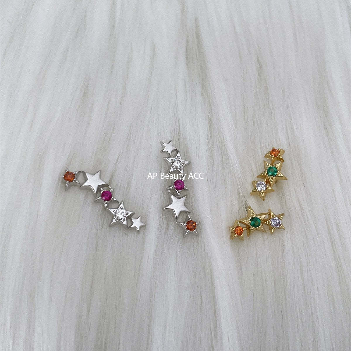 A관 - 925 은침 컬러 큐빅 별 귀걸이 [EH-4028] 25.10-2