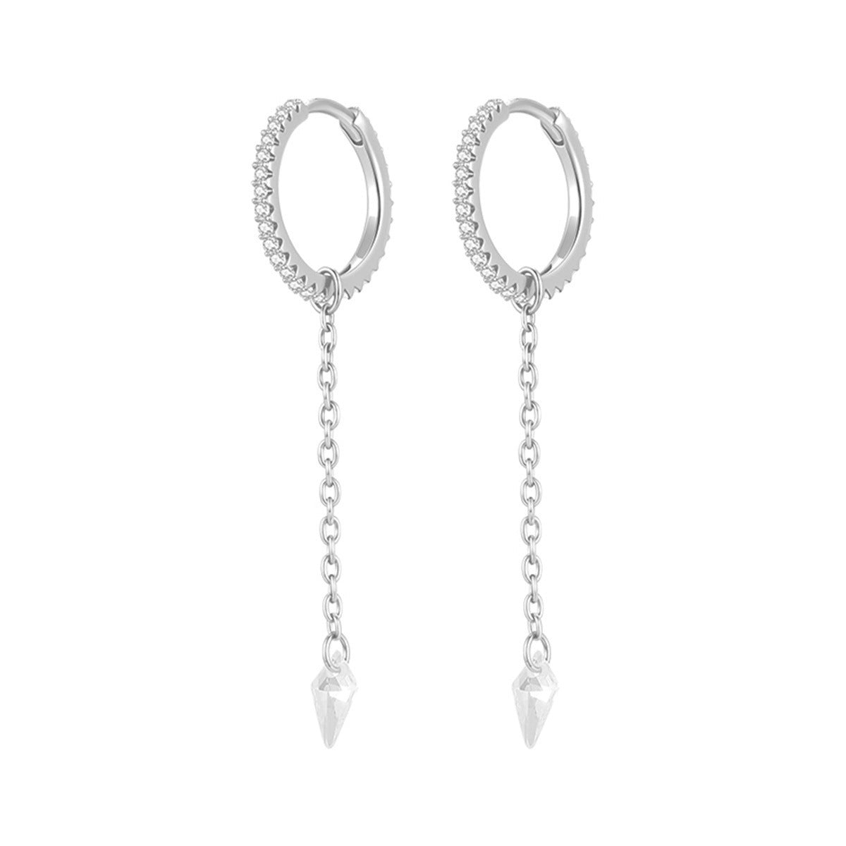 A관 - 925 은침 마름모 드롭 큐빅 디자인 귀걸이 [EH-4181] 25.10-3
