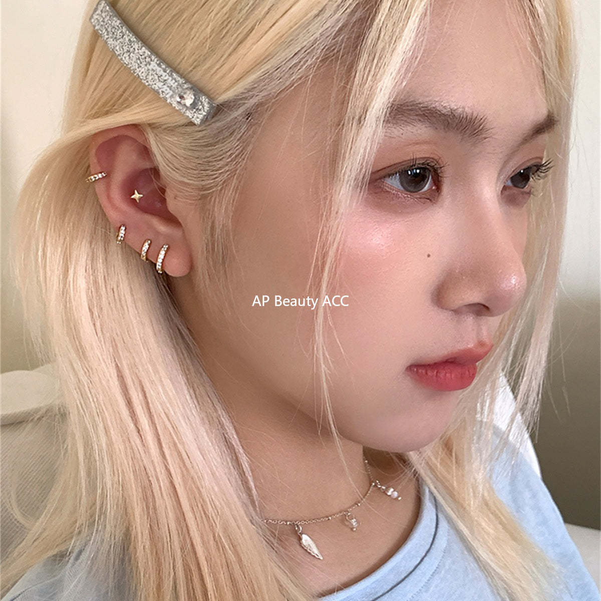 A관 - 티타늄 스틸 큐빅 후프 귀걸이 [EH-4163] 25.10-4