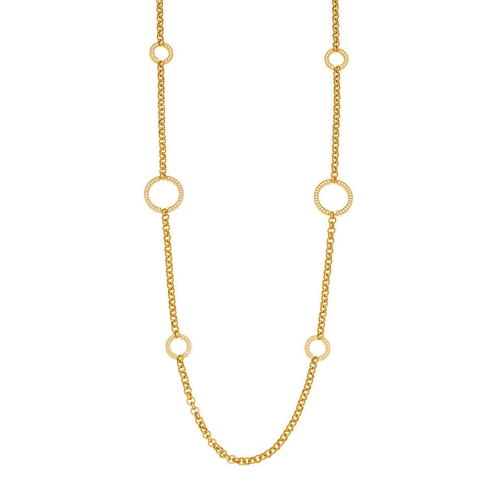 D관 - 큐빅 O체인 더블 레이어드 스테인리스 스틸 롱 목걸이 [M085] 25.11-3