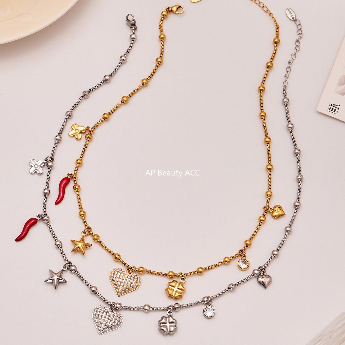 D관 - 스테인리스 스틸 18K 도금 하트 큐빅 펜던트 목걸이 [P1540] 25.10-3