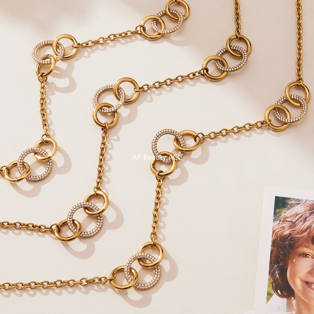 D관 - 스테인리스 스틸 큐빅 연결 링 디자인 목걸이 팔찌 [TXP436] 25.10-3