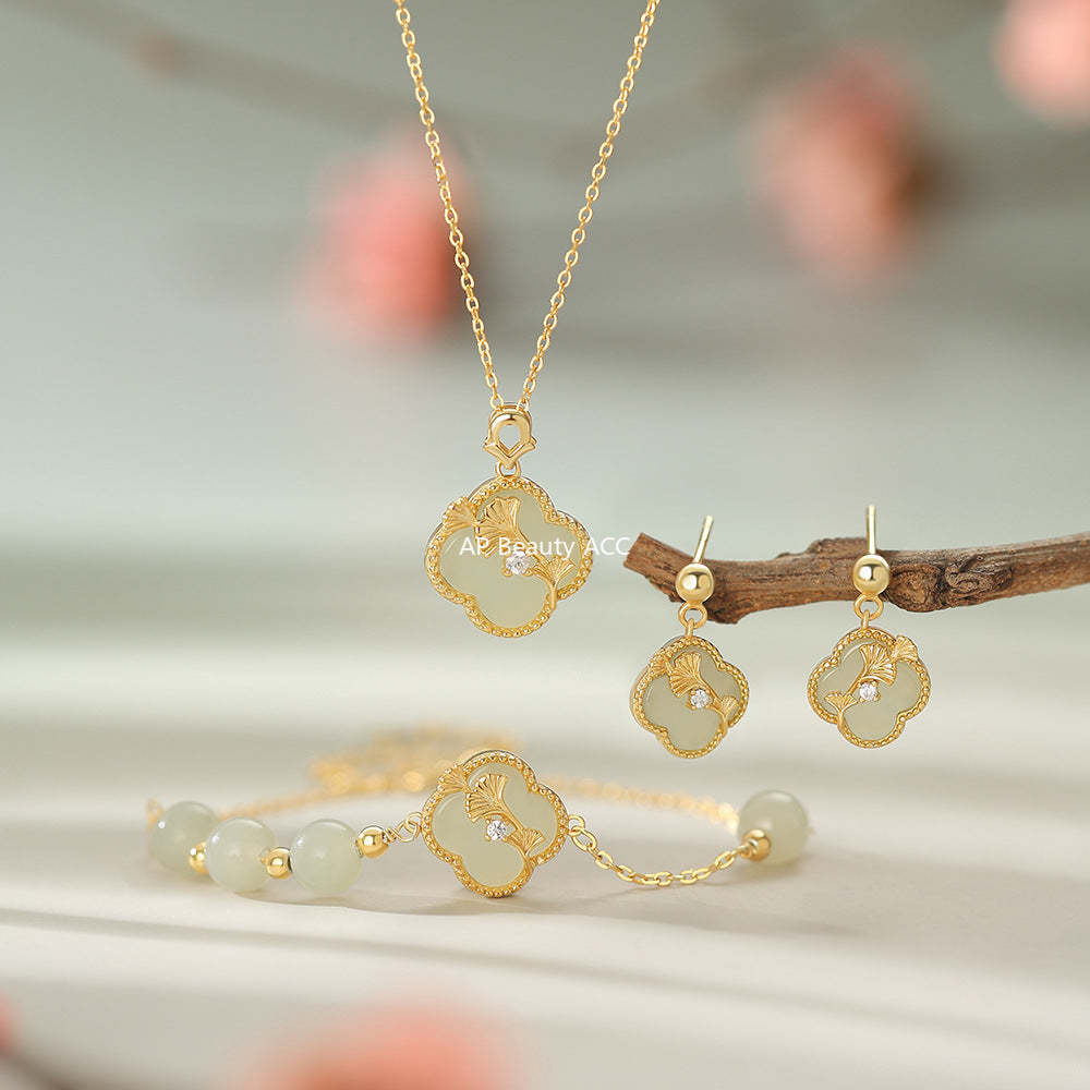 B관 - 925 실버 클로버 은행잎 디자인 목걸이 팔찌 귀걸이 [YC9194E_1 YC4558SL_1 YC2030N_1] 25.12-1