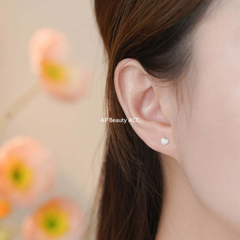 B관 - 999 실버 하트 사각 리본 원형 큐빅 귀걸이 [YC2652E_1] 25.11-1