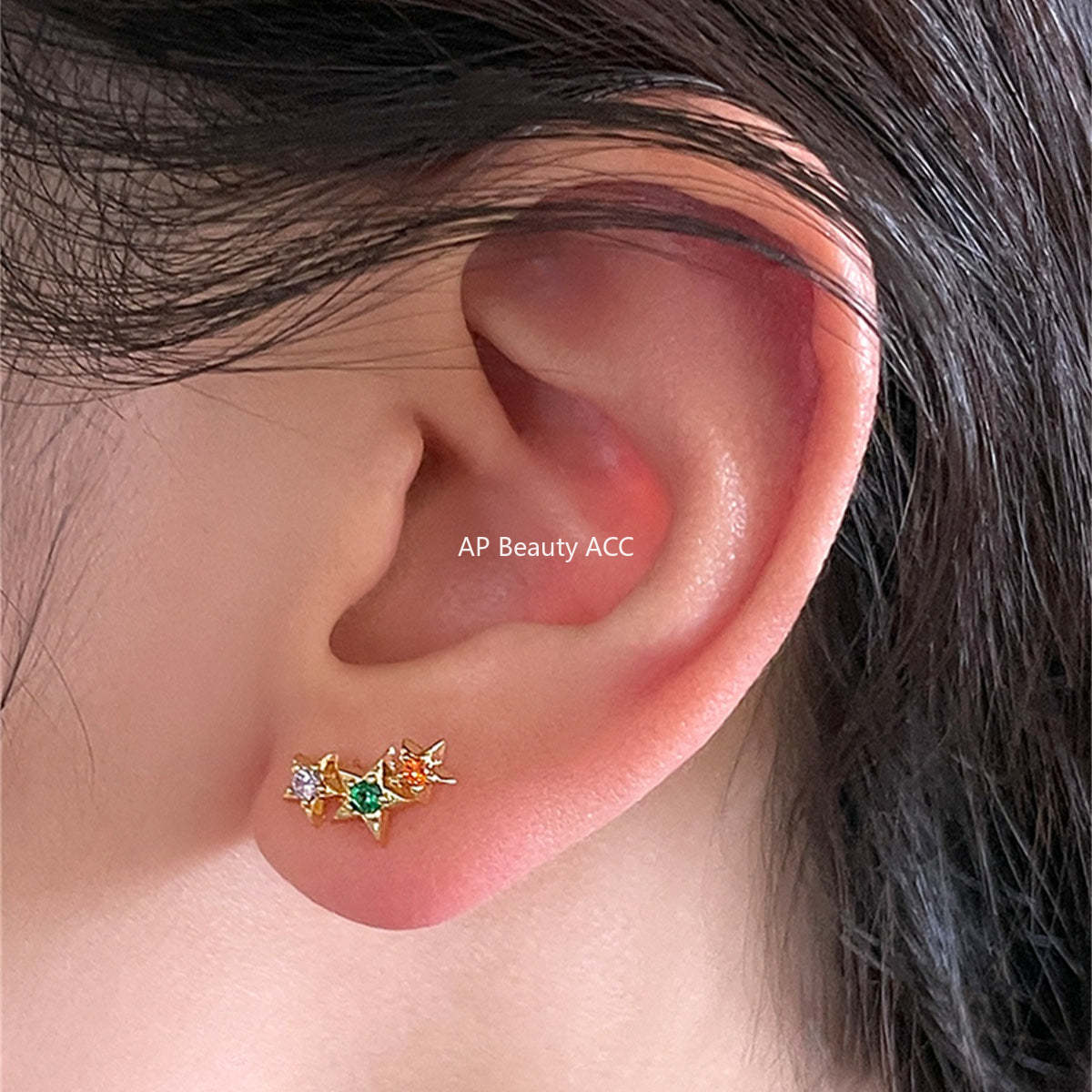 A관 - 925 은침 컬러 큐빅 별 귀걸이 [EH-4028] 25.10-2
