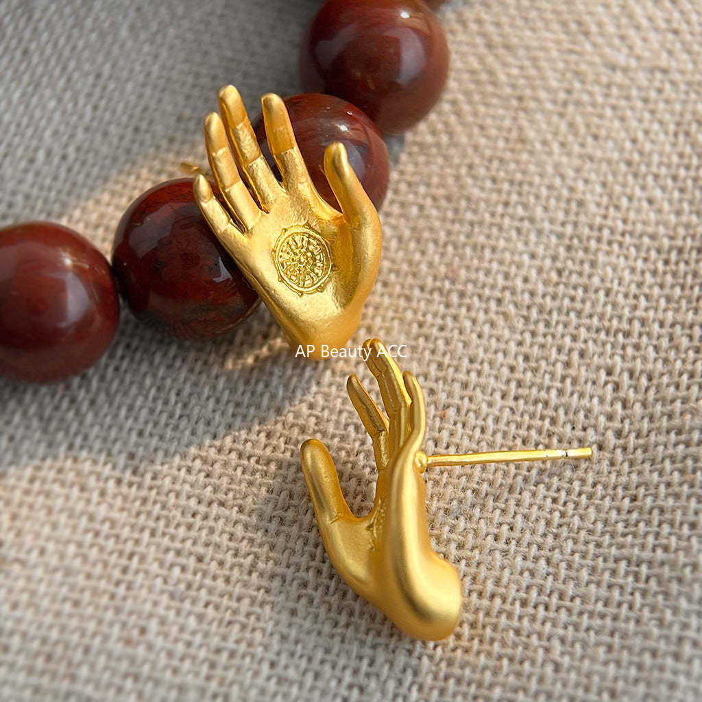 C관 - 손 모양 디자인 925 은침 귀걸이 [5686] 25.03-2