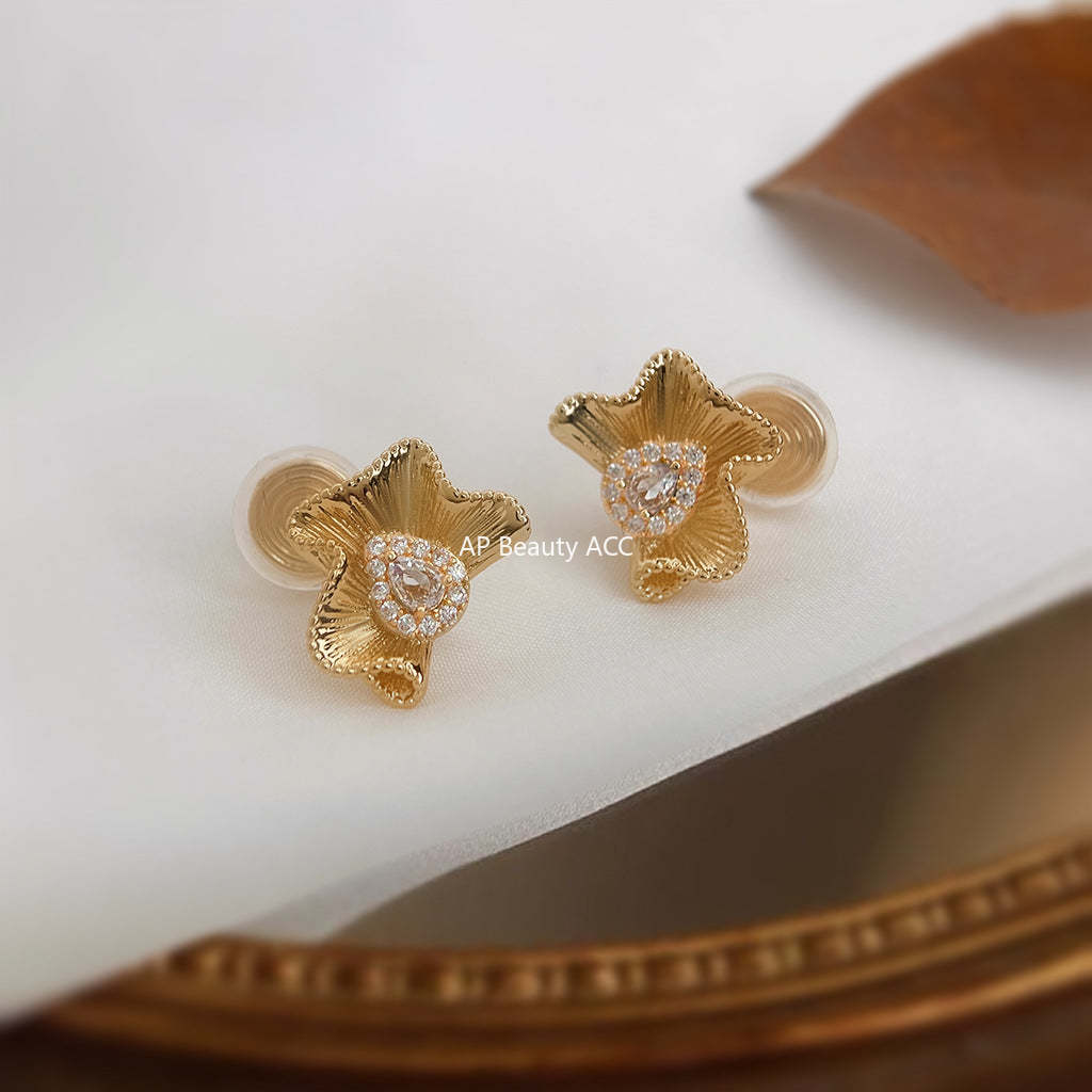 C관 - 925 은침 큐빅 스커트 모양 귀걸이 [6270-6271] 25.06-3