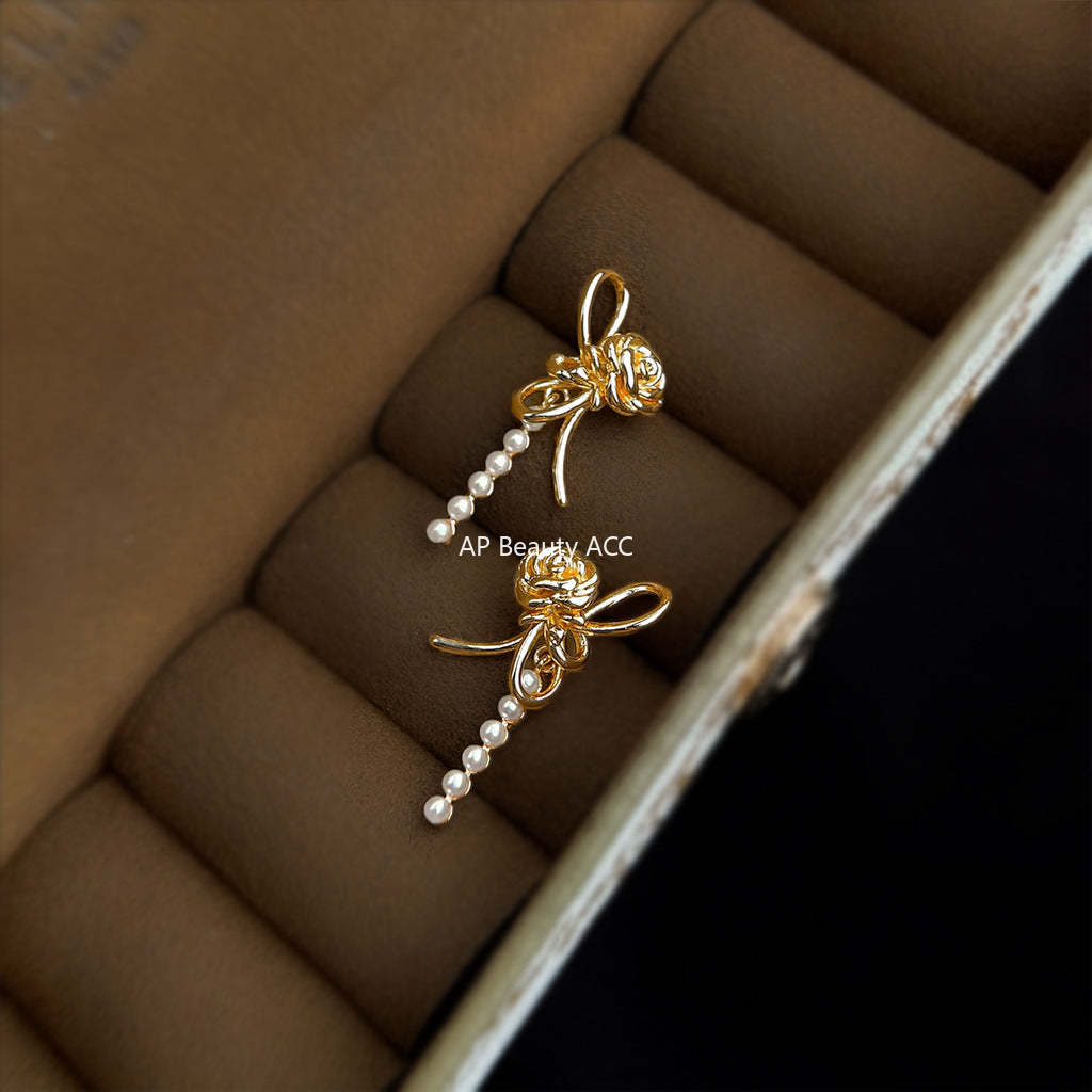 C관 - 925 은침 핸드메이드 플라워 매듭 진주 귀걸이 [6964] 25.10-4