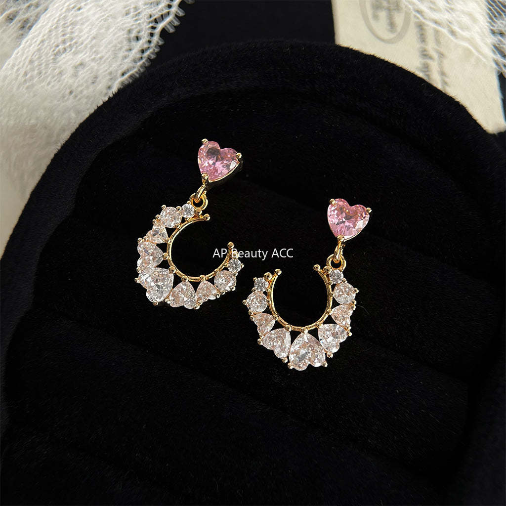 C관 - 달 모양 미니 큐빅 심플 세련된 14K 도금 귀걸이 [4328] 24.06-3