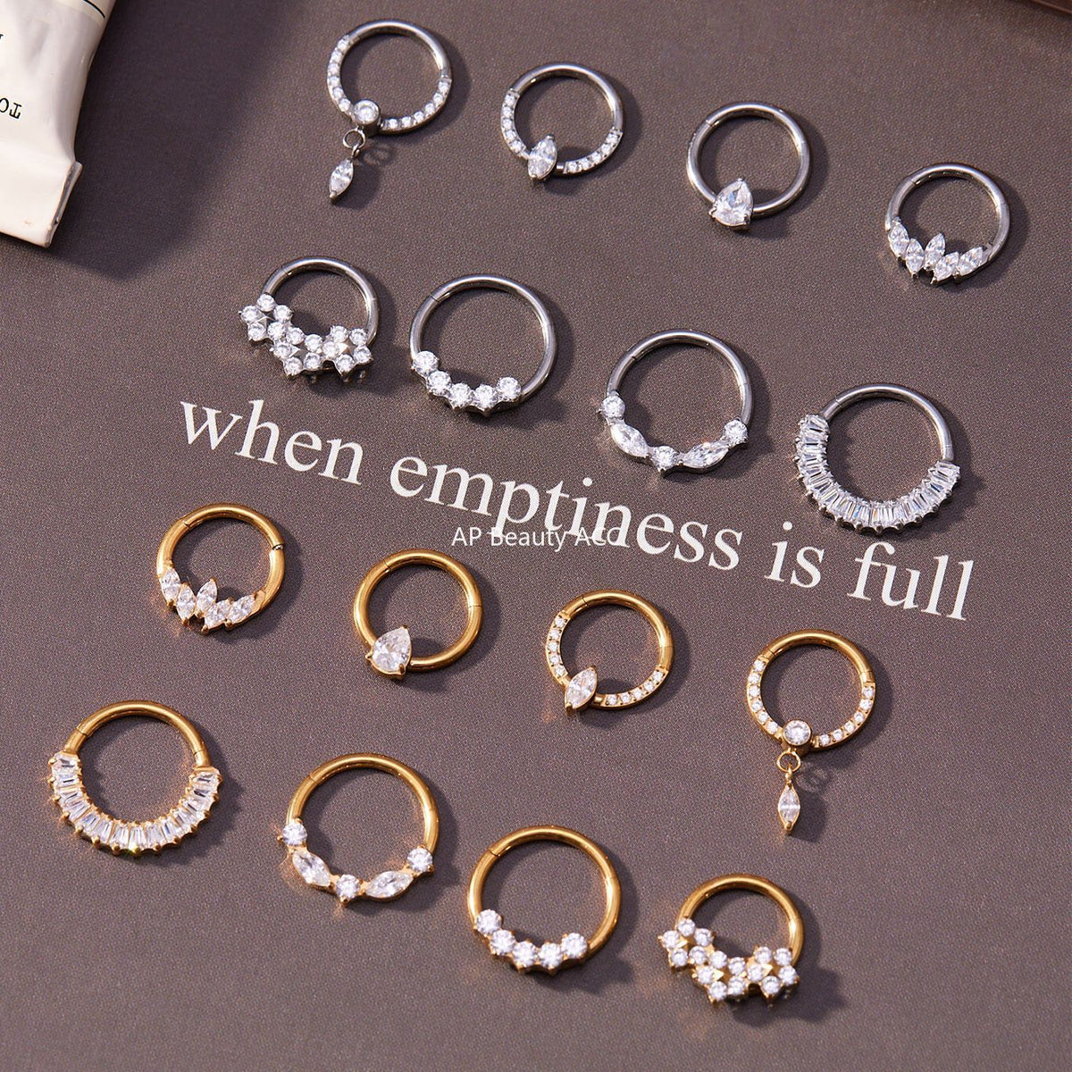 D관 - 티타늄 합금 스틸 큐빅 심리스 링 코 피어싱 [T001] 25.11-2