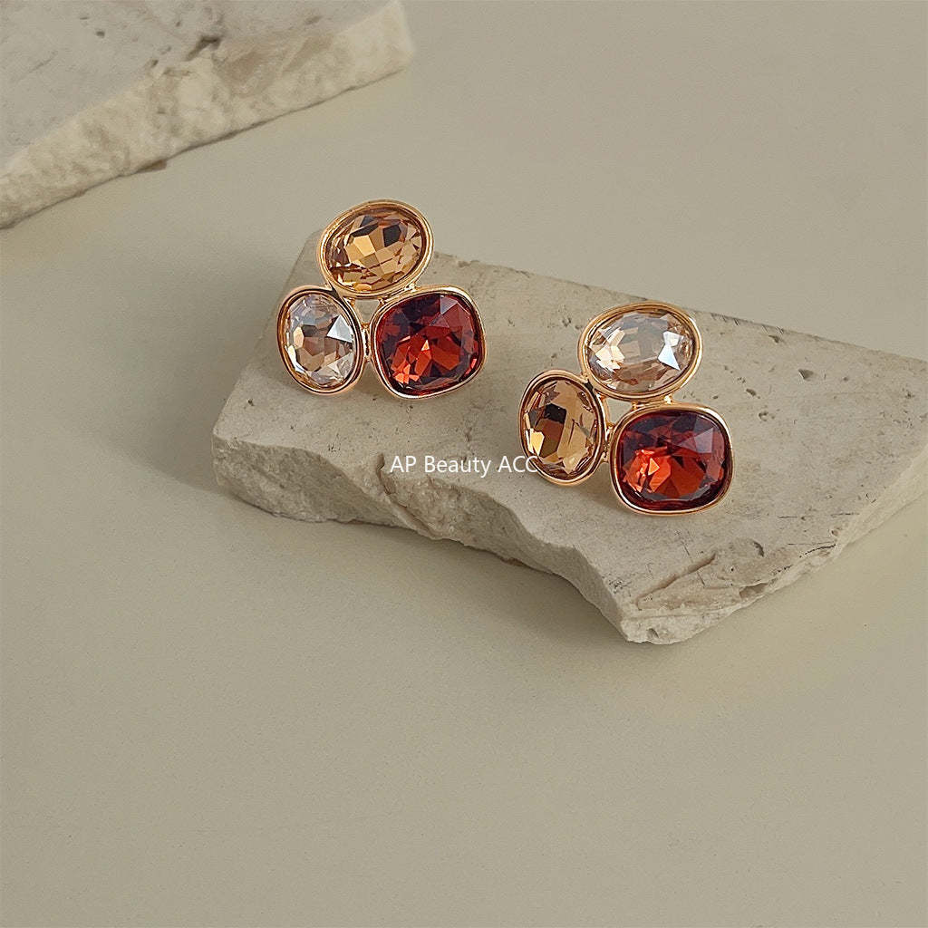 C관 - 14K 도금 유리 크리스탈 베이직 심플 귀걸이 [4144] 24.06-1