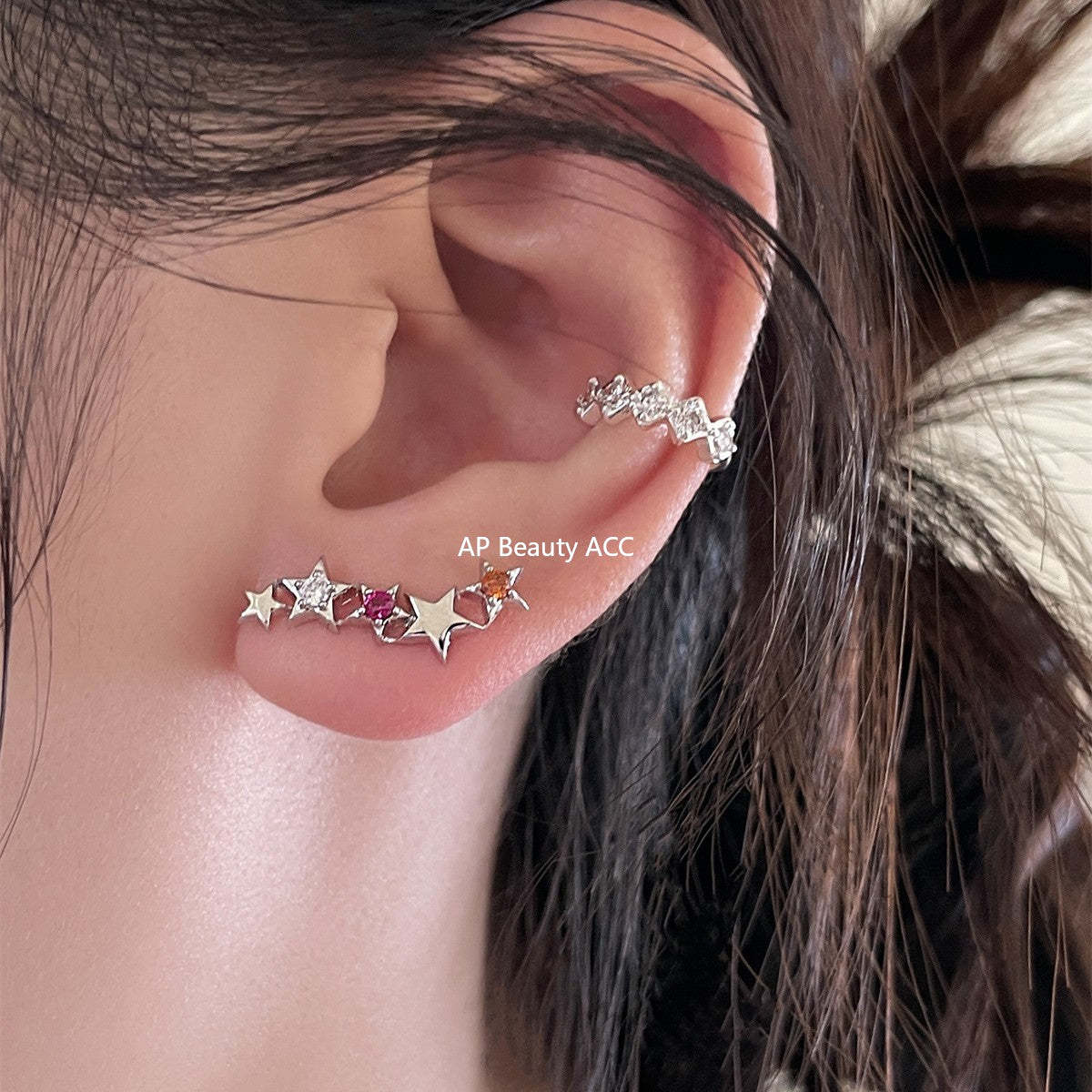 A관 - 925 은침 컬러 큐빅 별 귀걸이 [EH-4028] 25.10-2