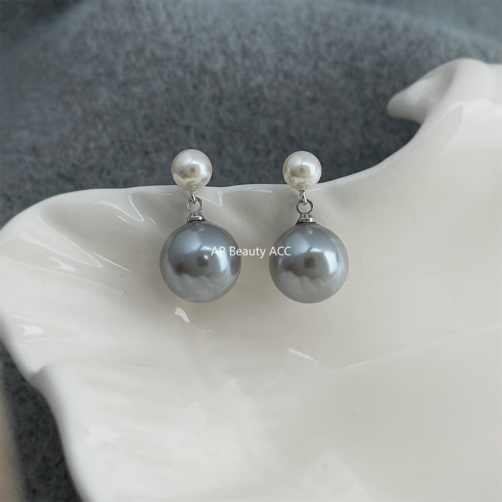 C관 - 925 은침 핸드메이드 그레이 진주 귀걸이 [7069] 25.11-2