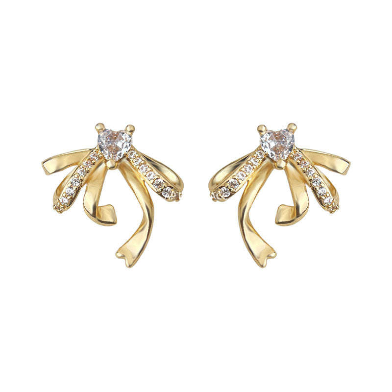 C관 - 925 은침 큐빅 리본 디자인 귀걸이 [6953] 25.10-4