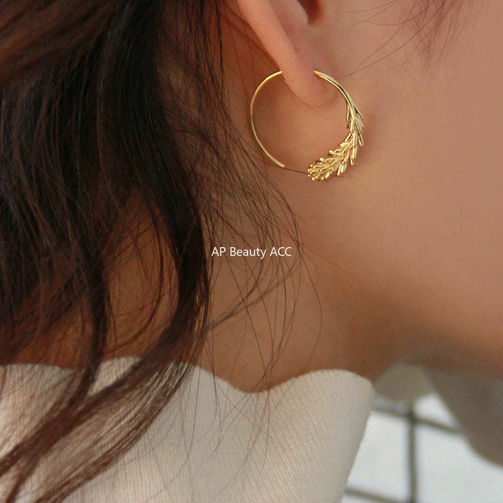 C관 - 14K 도금 밀 이삭 세련된 디자이너 귀걸이 [4385] 24.07-1