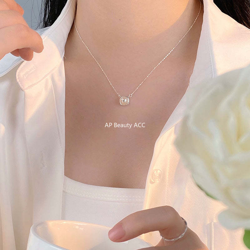 B관 - 925 실버 스퀘어 진주 목걸이 [YC3886N] 24.06-2