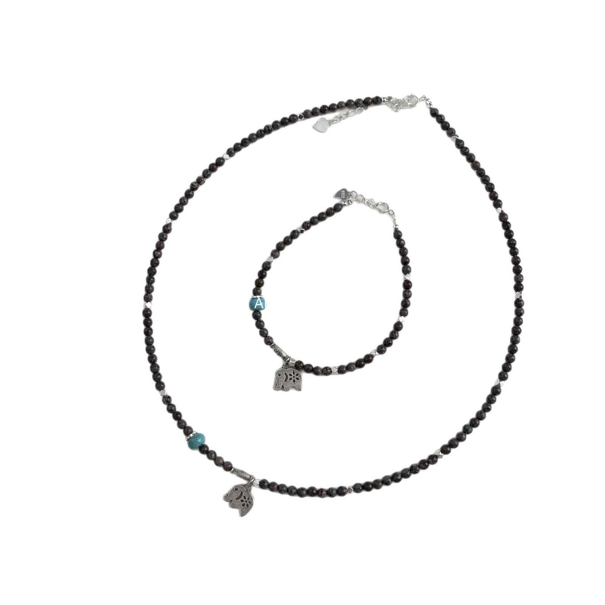 A관 - 코끼리 펜던트 설화석 925 실버 팔찌 목걸이 [1528] 25.11-3