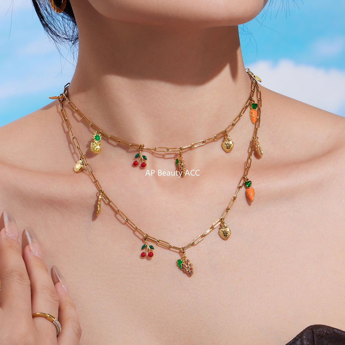 D관 - 스테인리스 스틸 과일 큐빅 펜던트 목걸이 팔찌 발찌 [TXP414] 25.10-1