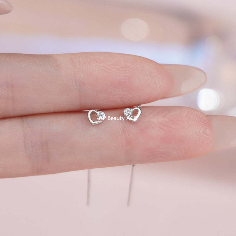 B관 - 925 실버 하트 큐빅 드롭 귀걸이 [YC2766E_1] 25.11-1