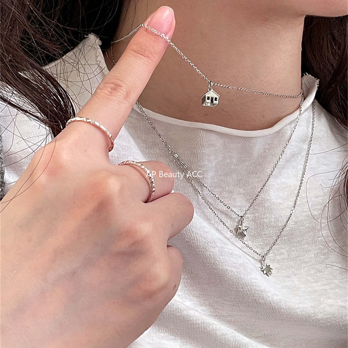 A관 - 925 실버 별 하우스 펜던트 체인 목걸이 [XL-1211] 25.10-4