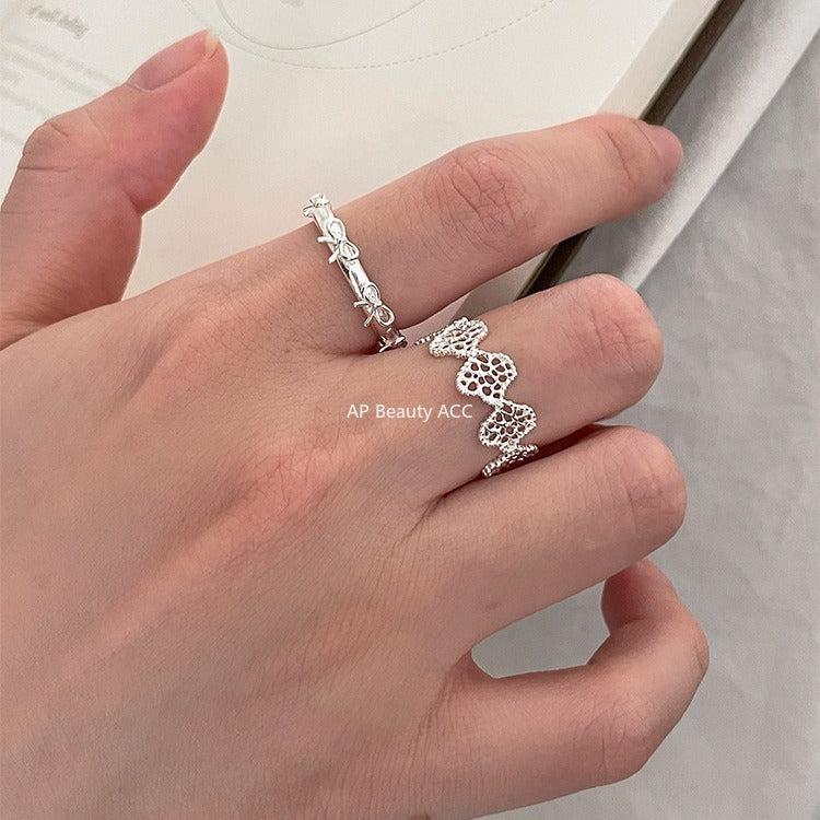 A관 - 925 실버 레이스 리본 디자인 오픈형 반지 [JZ-0726] 25.11-1