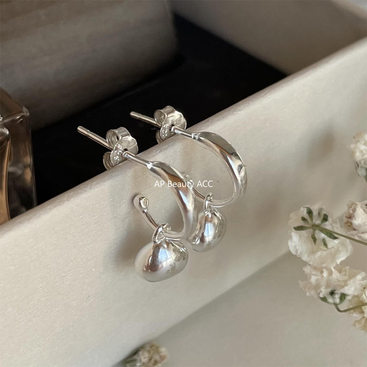F관 - 925 실버 비정형 실버볼 C형 귀걸이 [C945] 25.11-2