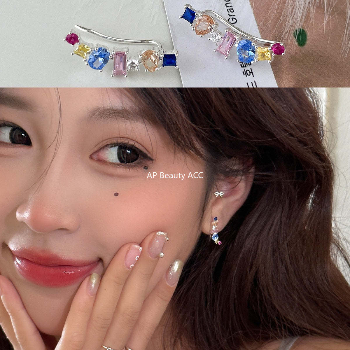 A관 - 925 은침 컬러 큐빅 디자인 귀걸이 [EH-3982] 25.09-4