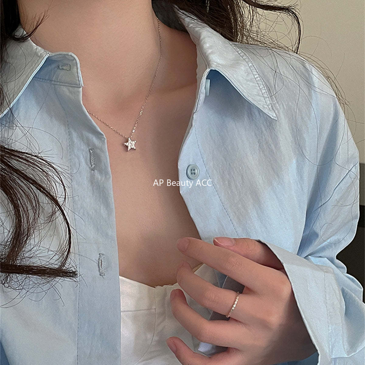 A관 - 925 실버 큐빅 별 펜던트 체인 목걸이 [XL-1212] 25.10-4