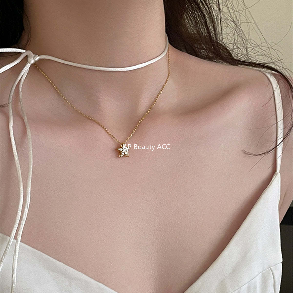 A관 - 925 실버 큐빅 별 펜던트 체인 목걸이 [XL-1212] 25.10-4