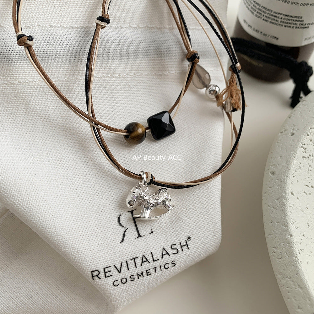 A관 - 925 실버 조랑말 펜던트 왁스끈 목걸이 [518] 25.10-2