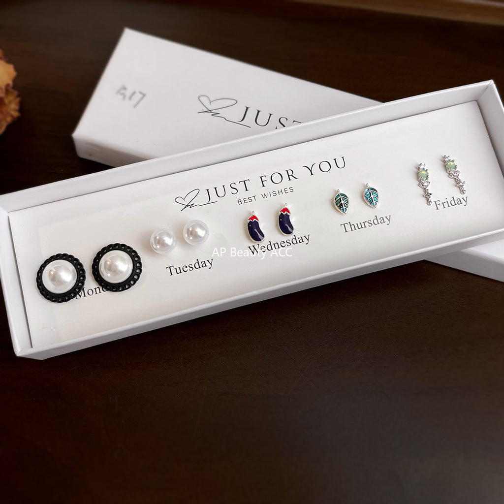 C관 - 925 은침 요일별 5개 세트 귀걸이 [7084] 25.11-2