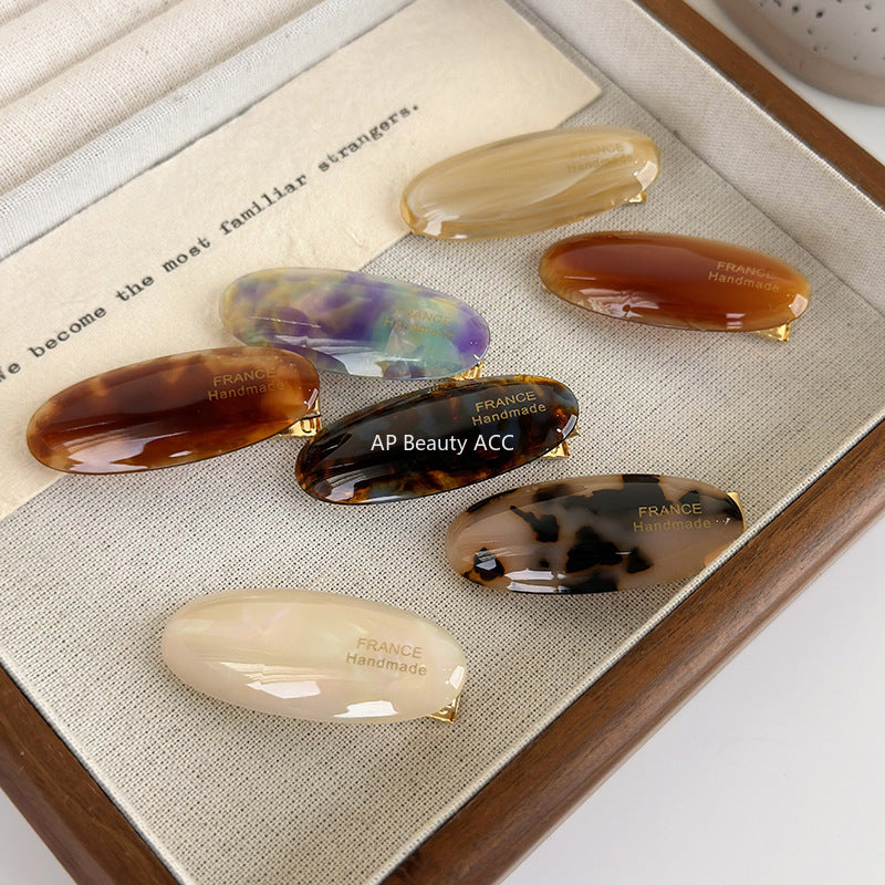 E관 - 프렌치 타원형 셀룰로이드 소형 헤어핀 [24383] 25.10-2