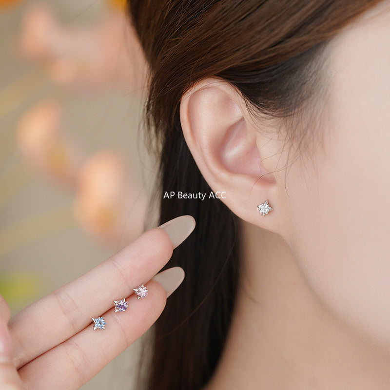 B관 - 999 실버 별 디자인 큐빅 스터드 귀걸이 [YC4910E_1] 25.11-2
