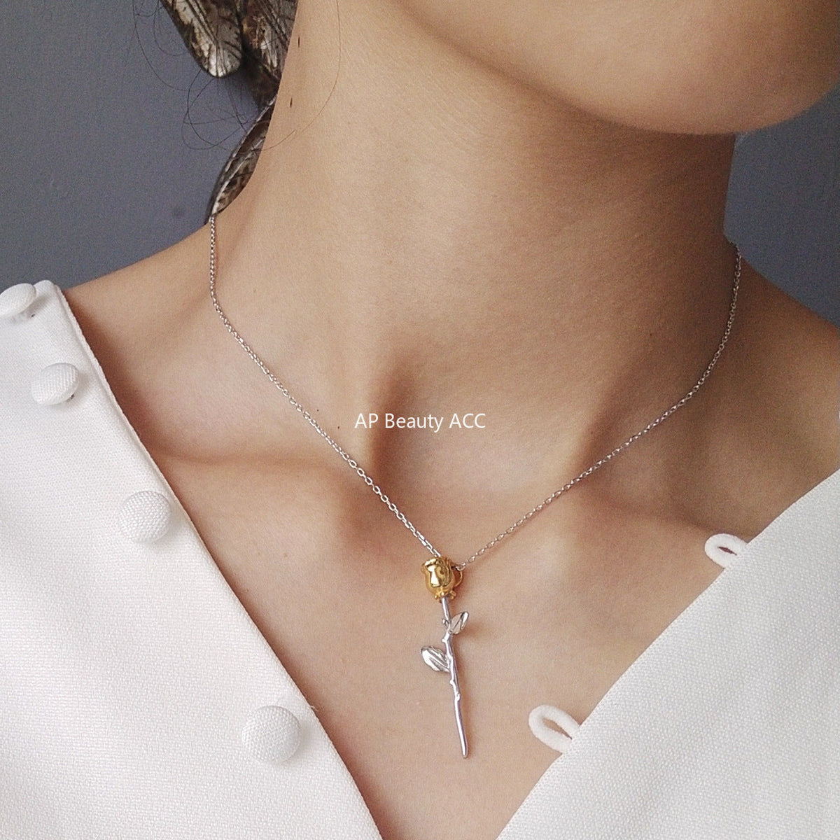 F관 - 925 실버 장미 플라워 펜던트 목걸이 [B366] 25.10-3