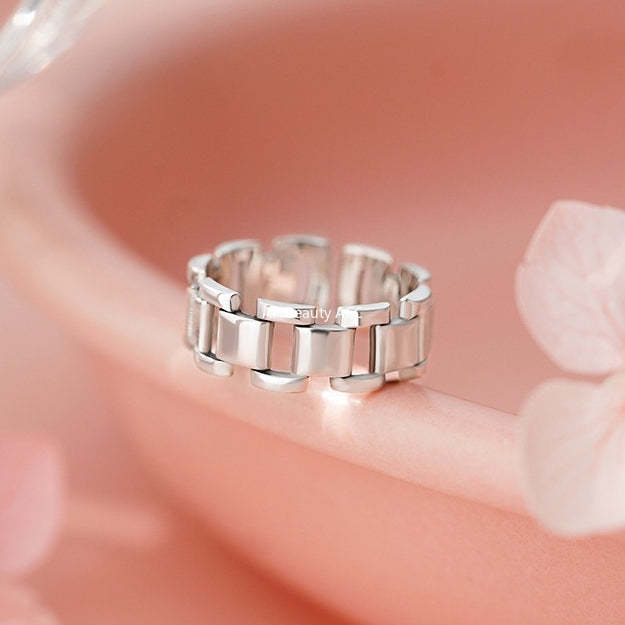 B관 - 925 실버 빈티지 체인 디자인 오픈형 반지 [YC5193R_1] 25.10-5