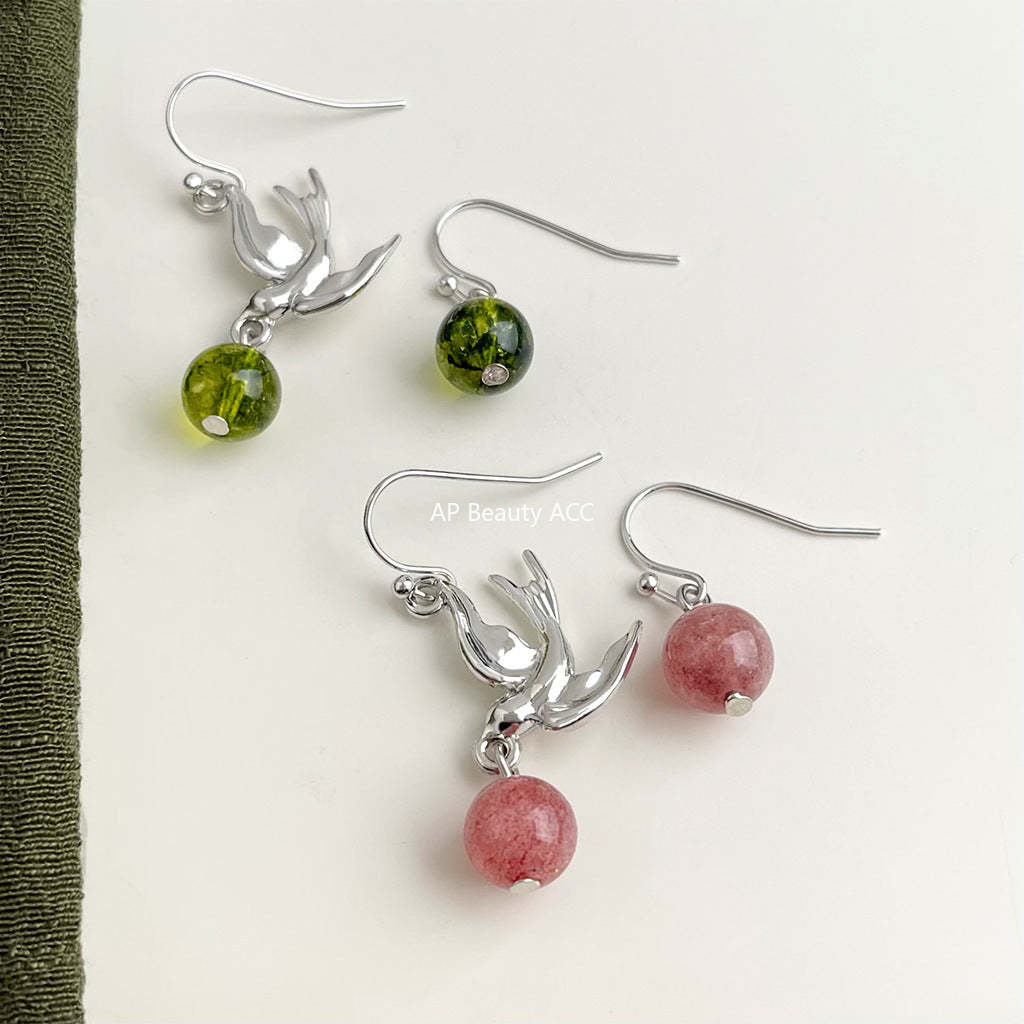 C관 - 그린 크리스탈 언밸런스 디자인 핸드메이드 귀걸이 [5708-5709] 25.03-2