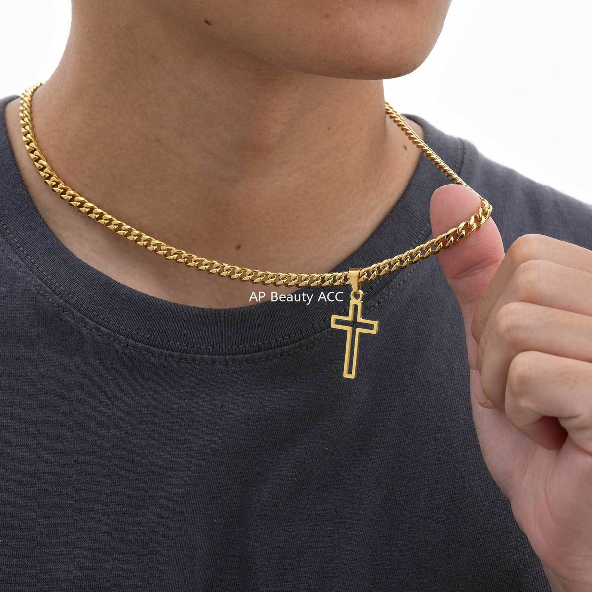 G관 - 스테인리스 스틸 십자가 펜던트 체인 목걸이 [PN-1531] 25.11-1